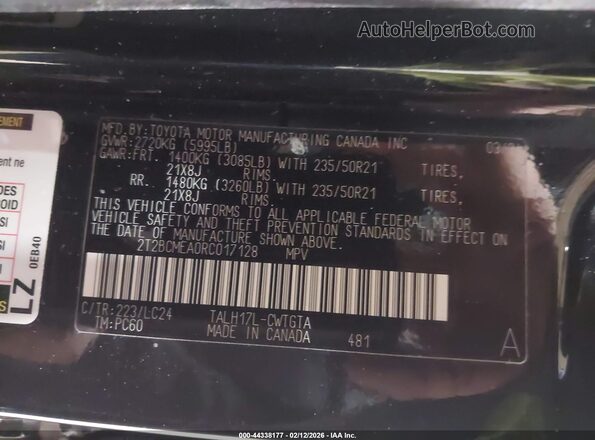 2T2BCMEA0RC017128 2024 LEXUS RX 500H Black Vista del compartimento del motor