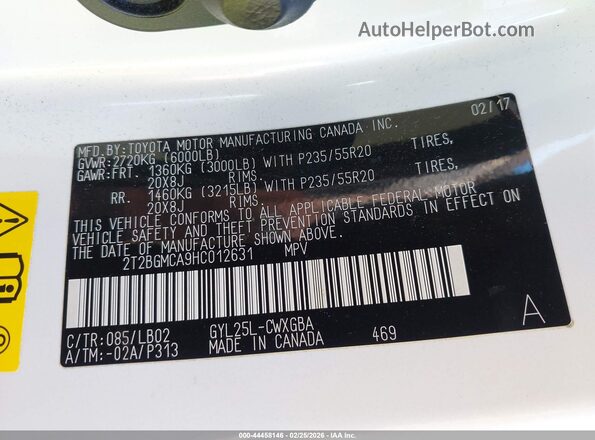 2T2BGMCA9HC012631 2017 LEXUS RX 450H White Vista del compartimento del motor