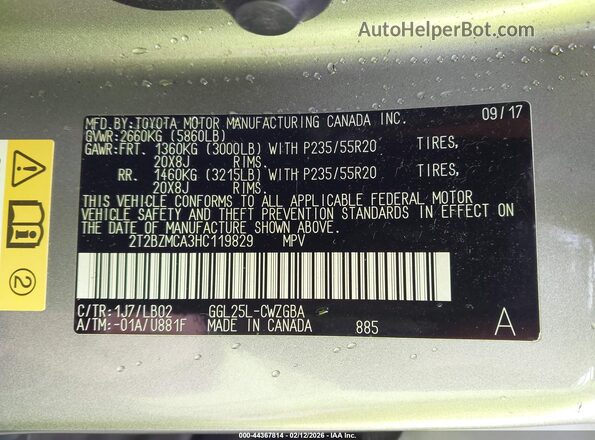 2T2BZMCA3HC119829 2017 LEXUS RX 350 Beige Vista del compartimento del motor