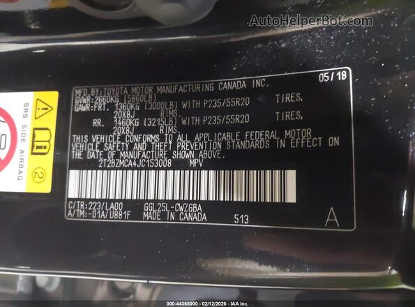 2T2BZMCA4JC153008 2018 LEXUS RX 350 Черный Вид подкапотного пространства