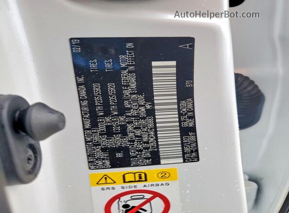 2T2BZMCA4KC186883 2019 LEXUS RX White 