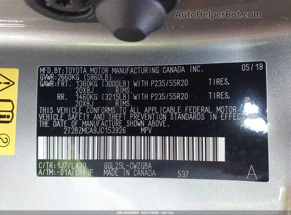 2T2BZMCA9JC153926 2018 LEXUS RX 350 Silver 