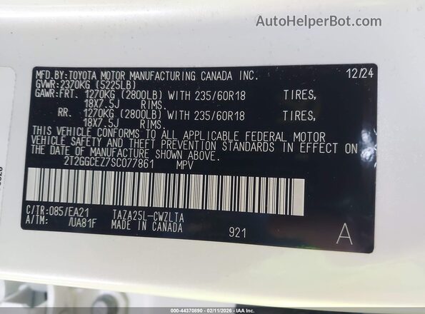 2T2GGCEZ7SC077861 2025 LEXUS NX 350 White ძრავის განყოფილების ხედი