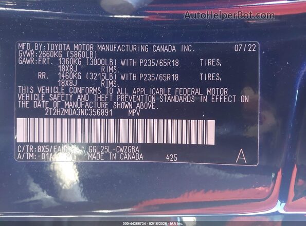 2T2HZMDA3NC356891 2022 LEXUS RX 350 Purple Engine compartment view