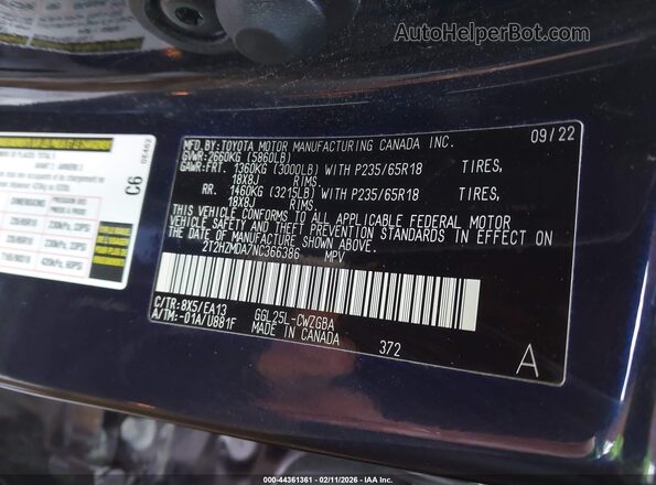 2T2HZMDA7NC366386 2022 LEXUS RX 350 Blue Engine compartment view