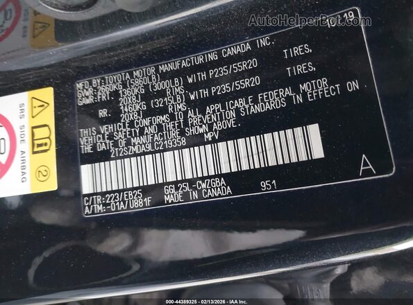 2T2SZMDA9LC219358 2020 LEXUS RX 350 Black Widok komory silnika