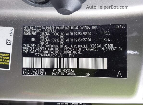 2T2YGMDAXLC051570 2020 LEXUS RX 450H Beige Вид підкапотного простору