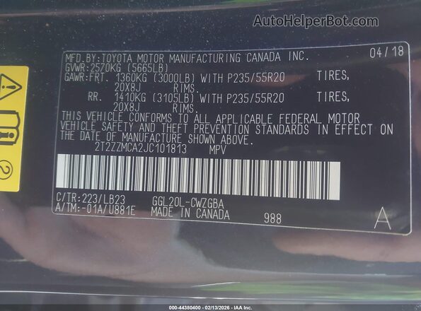 2T2ZZMCA2JC101813 2018 LEXUS RX 350 Black Widok komory silnika