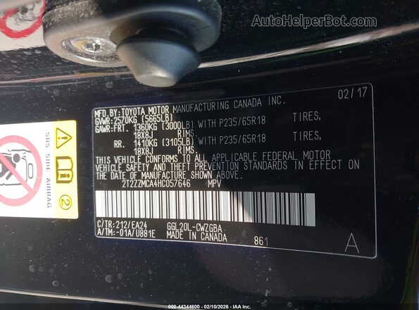 2T2ZZMCA4HC057646 2017 LEXUS RX 350 Black ძრავის განყოფილების ხედი