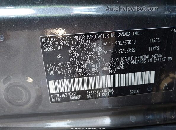 2T3A1RFVXSC572315 2025 TOYOTA LE Gray 