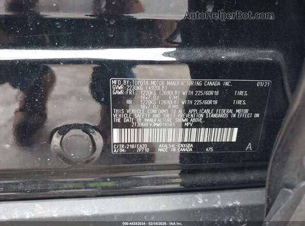 2T3D6RFV3MW014581 2021 TOYOTA LIMITED Black 