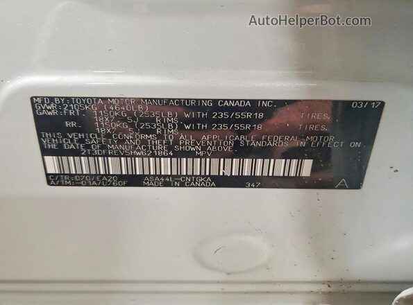 2T3DFREV5HW621864 2017 TOYOTA LIMITED White 