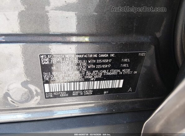 2T3H1RFVXRC259905 2024 TOYOTA LE Gray Вид підкапотного простору