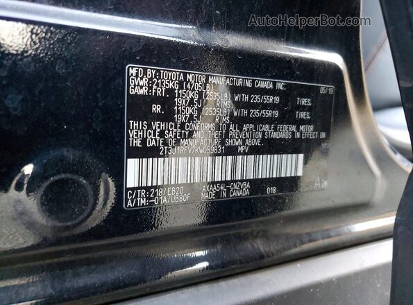 2T3J1RFV7KW059831 2019 TOYOTA RAV4 Black 