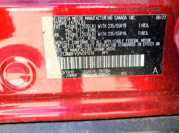 2T3N1RFV5PW391016 2023 TOYOTA LIMITED Maroon 