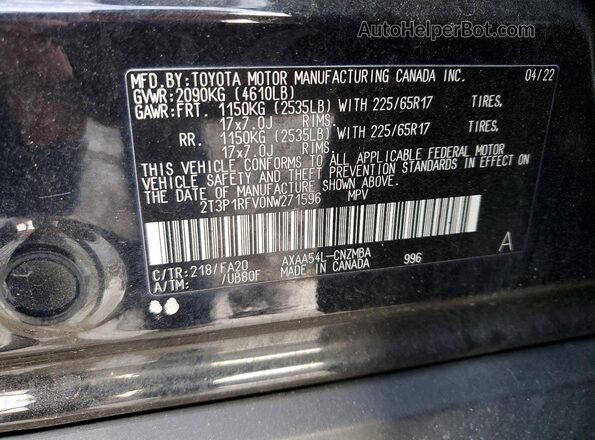 2T3P1RFV0NW271596 2022 TOYOTA LE Black 