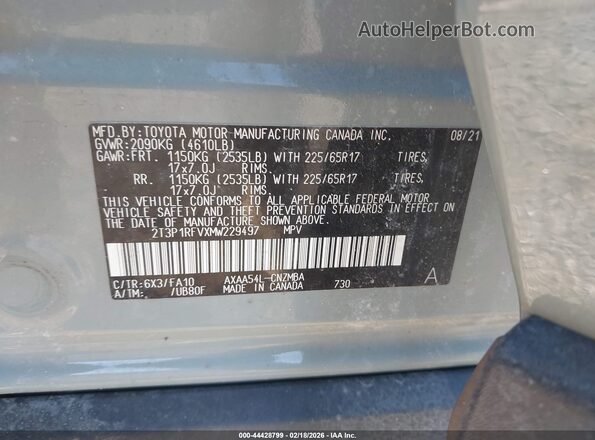 2T3P1RFVXMW229497 2021 TOYOTA LE Зеленый Вид подкапотного пространства