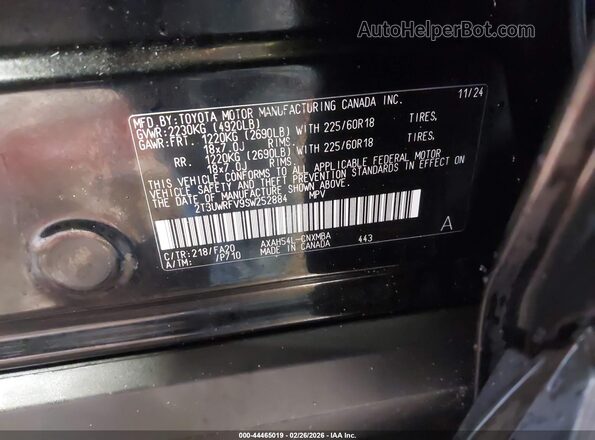 2T3UWRFV9SW252884 2025 TOYOTA RAV4 HYBRID Black Engine compartment view