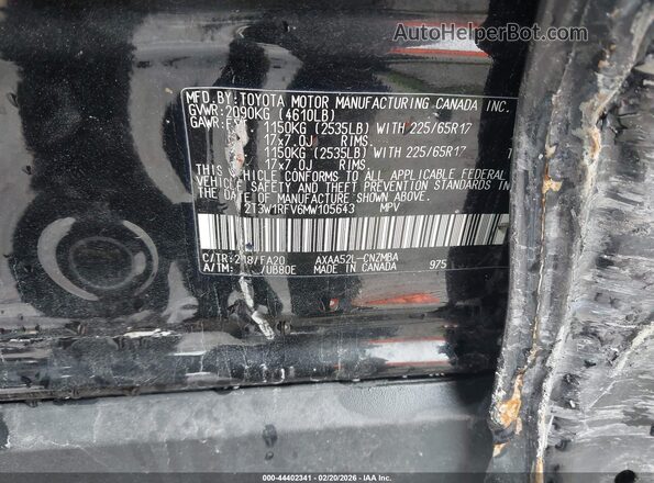 2T3W1RFV6MW105643 2021 TOYOTA LE Black 
