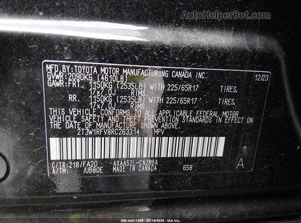 2T3W1RFV8RC263314 2024 TOYOTA LE Black 
