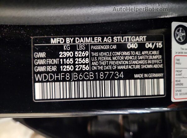 WDDHF8JB6GB187734 2016 MERCEDES-BENZ E Black 