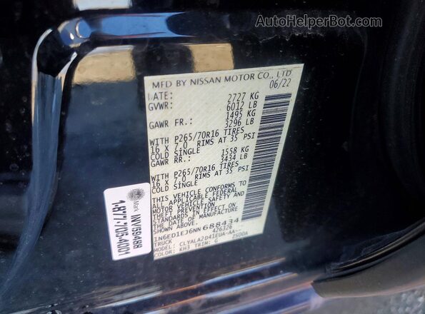 1N6ED1EJ6NN688434 2022 NISSAN FRONTIER Черный Вид наклейки с VIN-кодом
