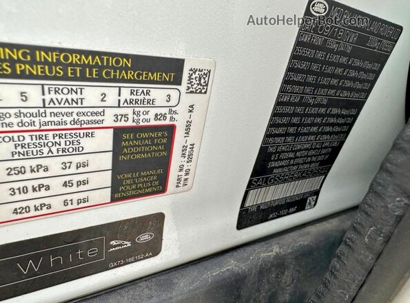 SALGS5RE8KA525544 2019 LAND ROVER RANGE ROVER White Вид задніх сидінь