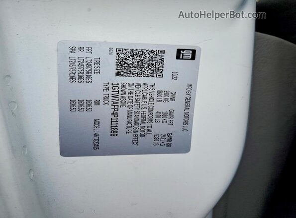 1GTW7AFP4P1111896 2023 GMC SAVANA White Vista interior de 360 grados