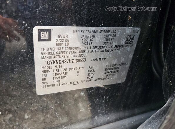 1GYKNCRS7HZ130553 2017 CADILLAC XT5 Черный 