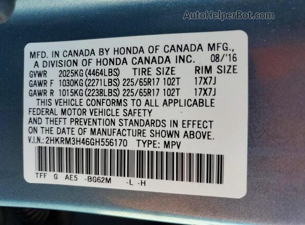 2HKRM3H46GH556170 2016 HONDA CRV Silver 