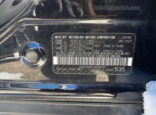 JA4AT3AA7LZ029106 2020 MITSUBISHI ECLIPSE Черный 