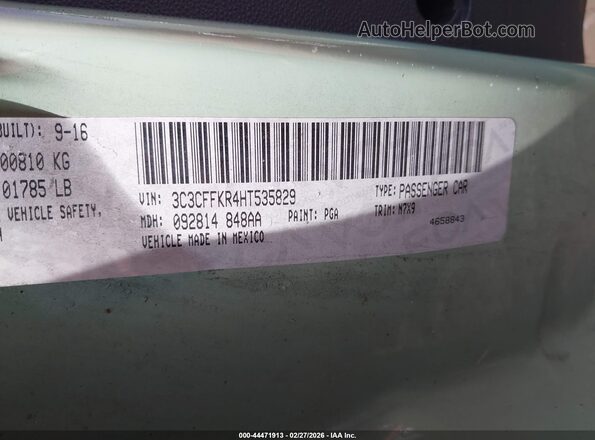3C3CFFKR4HT535829 2017 FIAT 500 Зеленый Вид подкапотного пространства