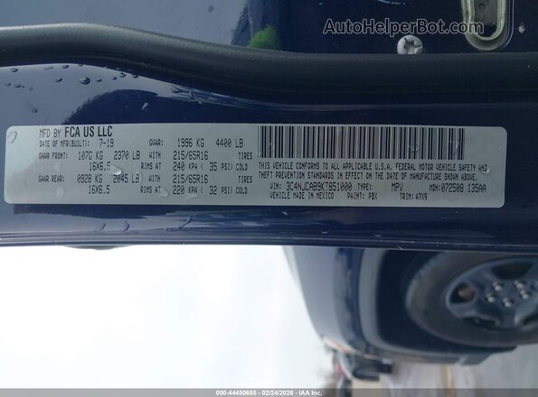 3C4NJCAB9KT851000 2019 JEEP COMPASS Blue 