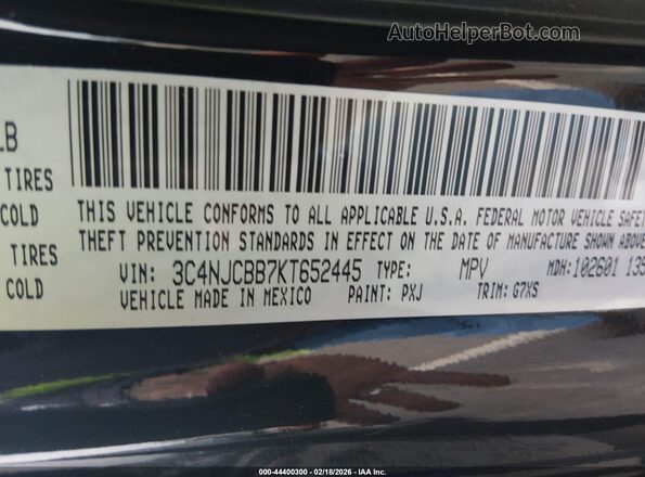 3C4NJCBB7KT652445 2019 JEEP COMPASS Black 