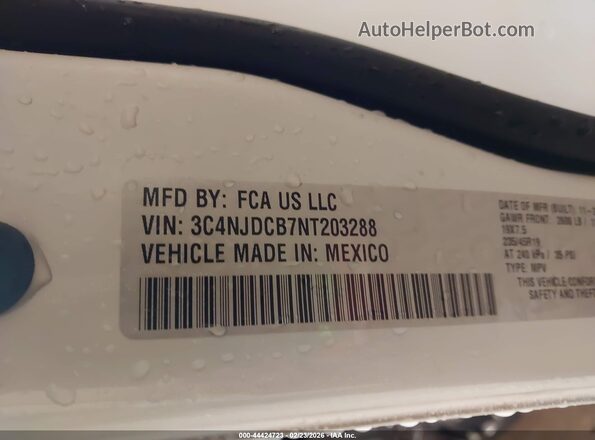 3C4NJDCB7NT203288 2022 JEEP COMPASS Белый Вид подкапотного пространства