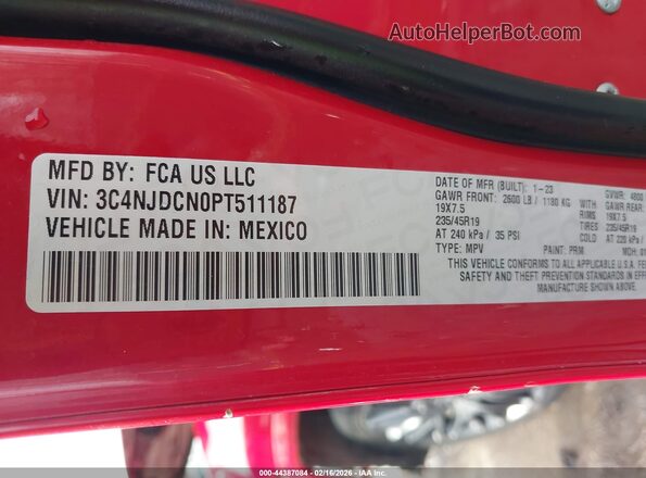 3C4NJDCN0PT511187 2023 JEEP COMPASS Red Engine compartment view