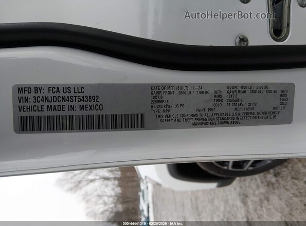 3C4NJDCN4ST543892 2025 JEEP COMPASS White Widok komory silnika