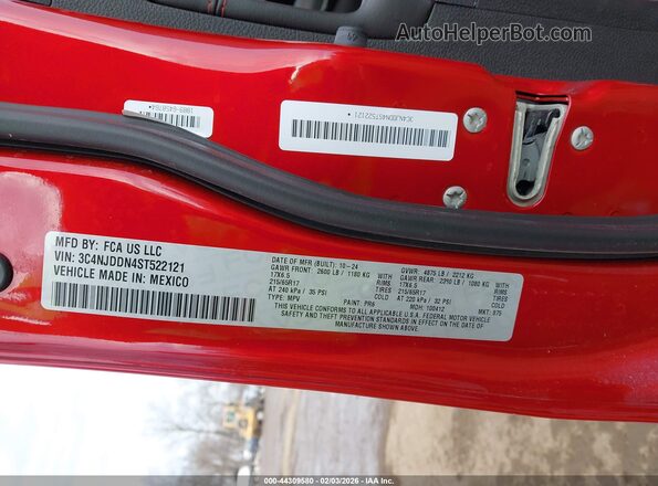 3C4NJDDN4ST522121 2025 JEEP COMPASS Red Շարժիչի բաժամունքի տեսք