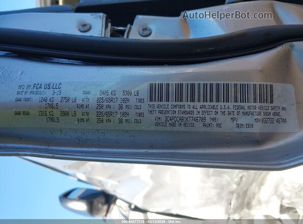 3C4PDCAB1KT746709 2019 DODGE JOURNEY Silver Вид підкапотного простору