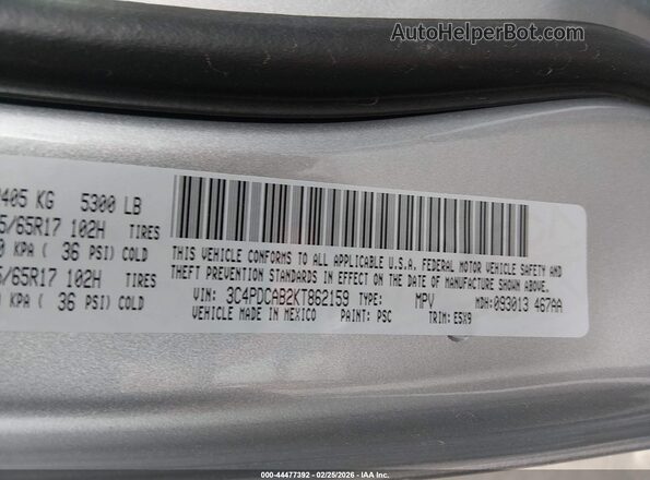 3C4PDCAB2KT862159 2019 DODGE JOURNEY Silver Вид підкапотного простору