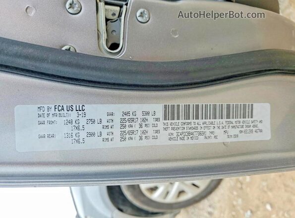 3C4PDCBB4KT738201 2019 DODGE JOURNEY Silver 