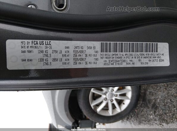 3C4PDCBG4HT530811 2017 DODGE JOURNEY Gray Vista del compartimento del motor