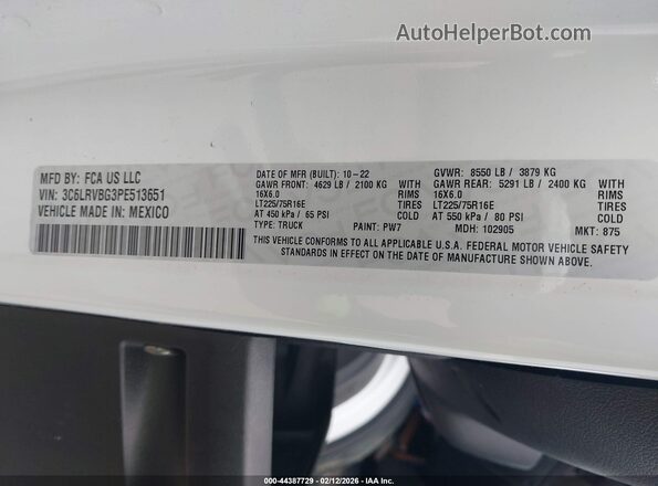 3C6LRVBG3PE513651 2023 RAM PROMASTER 1500 White Engine compartment view