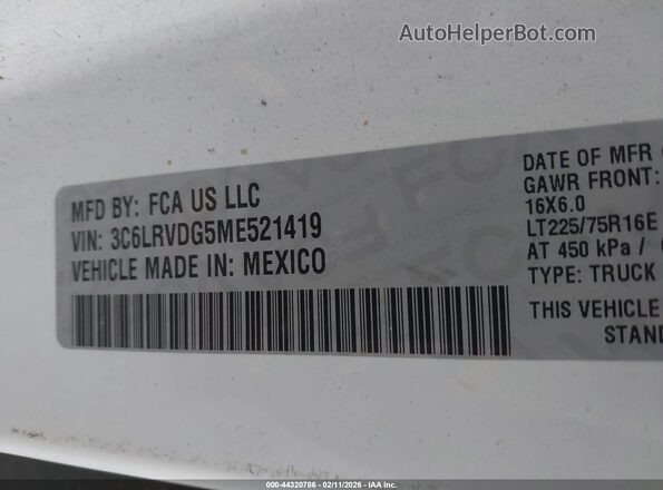 3C6LRVDG5ME521419 2021 RAM PROMASTER 2500 White 