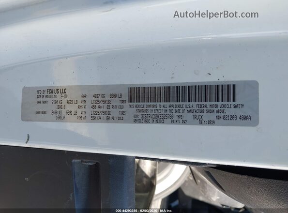 3C6TRVCG9KE525780 2019 RAM PROMASTER 2500 White Вид підкапотного простору