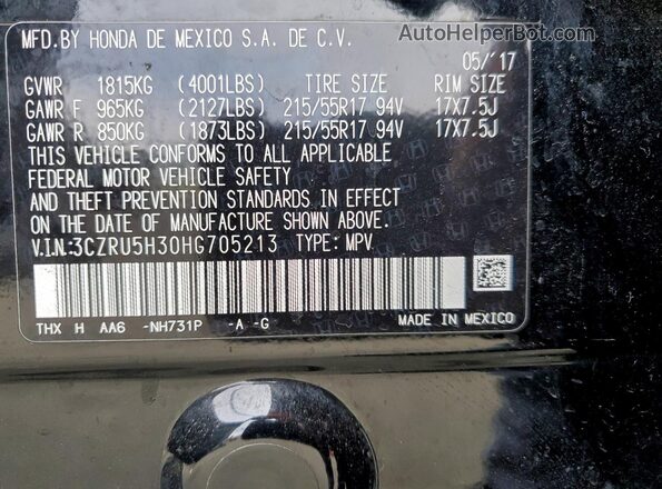 3CZRU5H30HG705213 2017 HONDA HR-V Black 