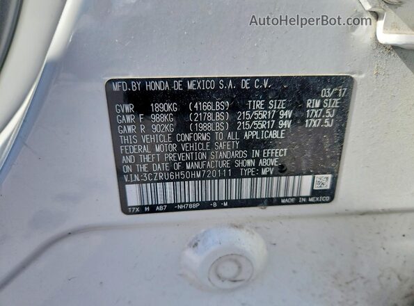 3CZRU6H50HM720111 2017 HONDA HR-V White VIN կոդի պիտակի տեսք
