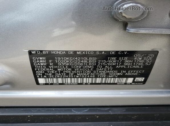3CZRZ2H35TM702446 2026 HONDA HR-V Silver 