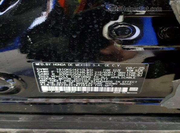 3CZRZ2H3XTM726404 2026 HONDA HR-V Черный 