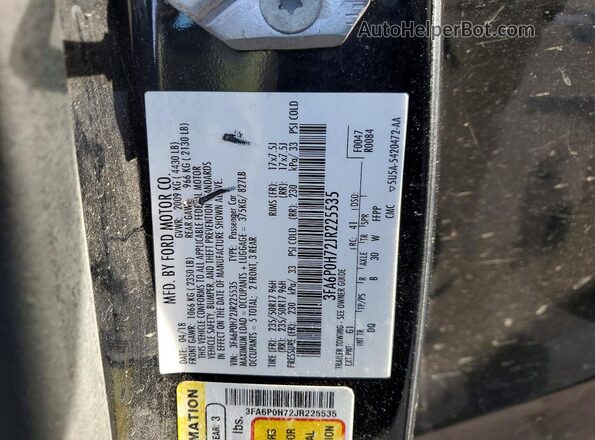 3FA6P0H72JR225535 2018 FORD FUSION Black Շարժիչի բաժամունքի տեսք